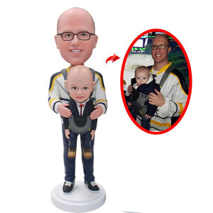 Custom Father And Son Bobbleheads, Personalized Baby And Father Bobblehead - Abobblehead.com