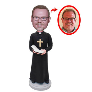 Personalized Priest Bobbleheads From Photo, Custom Made Catholic Priest Bobble Head - Abobblehead.com