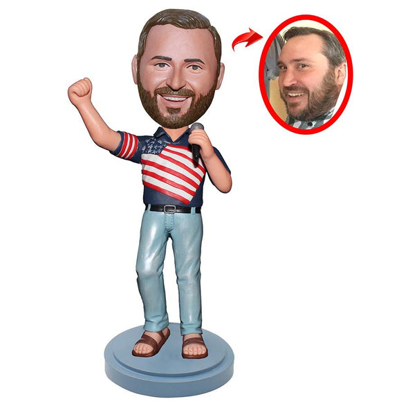 Custom Singing Bobbleheads, Personalized Bobblehead With A Microphone - Abobblehead.com