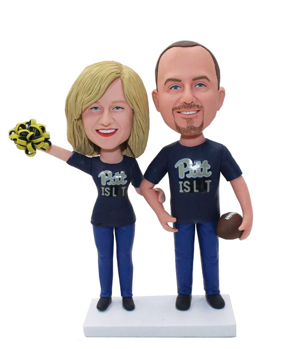 Customized Sports Fan Bobbleheads Couple, Personalized Bobblehead