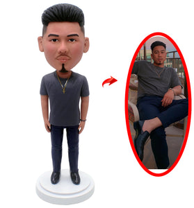 Personalized Bobblehead with Cross Necklace, Make Your Own Figurine