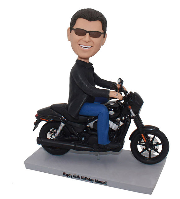 Personalized Bobble Head Doll On Motorcycle Men, Unique Gifts For Motorcycle Enthusiast - Abobblehead.com