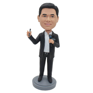 Custom Host Bobbleheads, Personalized Lecturer Bobblehead That Look Like You - Abobblehead.com