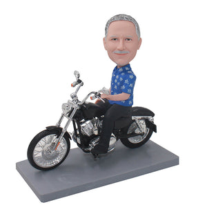 Custom Bobblehead On Motorcycle, Personalized Custom Bobble Head Man Motorcycle - Abobblehead.com