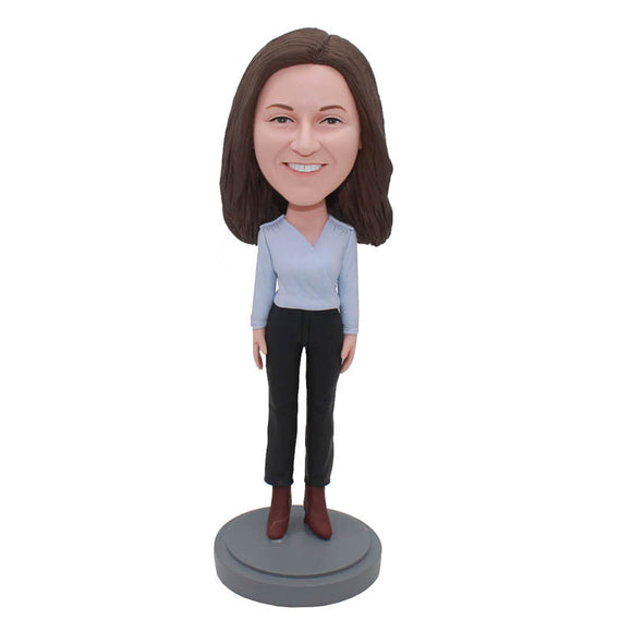 Custom Casual Wear Bobbleheads Doll That Look Like You, Super Cool Gifts For Girlfriend - Abobblehead.com