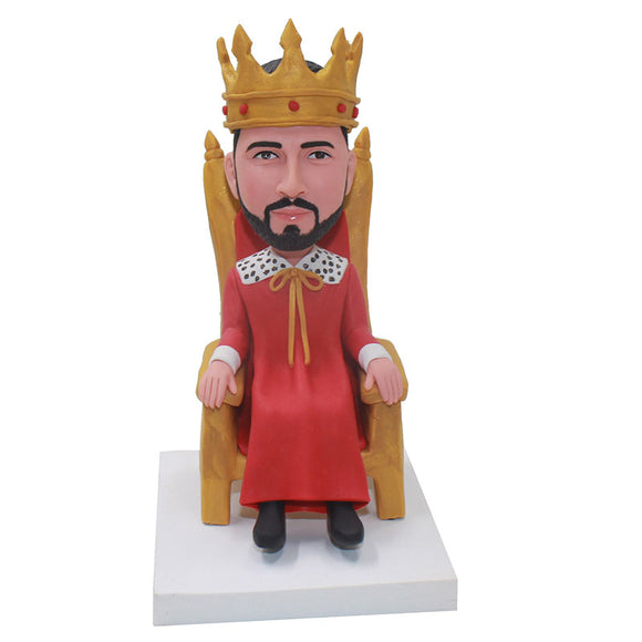 Personalized King Bobblehead Male, Custom Bobblehead With Crown - Abobblehead.com