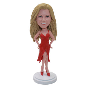 Custom Sex Bobblehead In A Red Dress Hands on Waist Pose Abobblehead.com Custom Sex Bobblehead In A Red Dress Hands on Waist Pose Abobblehead.com