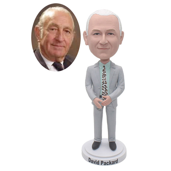 Custom Suit Bobbleheads, Custom Father Bobbleheads Cool Gift For 65 Year Old Man - Abobblehead.com