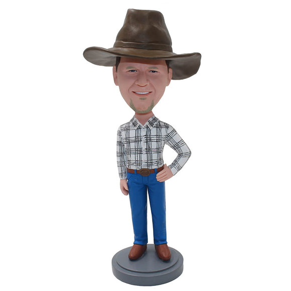 Custom Bobblehead With Cowboys Shirt And Hats - Abobblehead.com