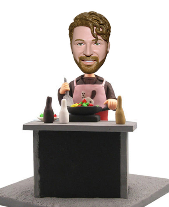 Custom Cooking Bobbleheads Doll, Personalized Cook Chef Bobbleheads Male - Abobblehead.com