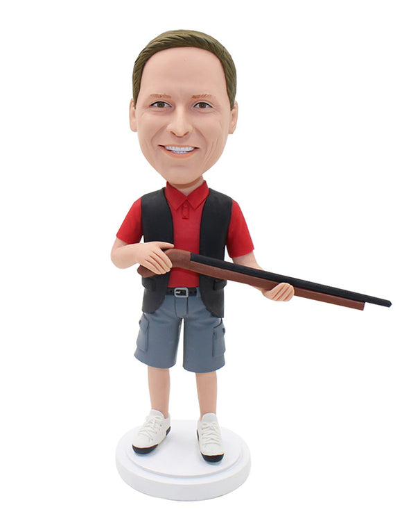 Custom Shotgun Bobblehead, Personalized Hunting Bobblehead With a Gun - Abobblehead.com