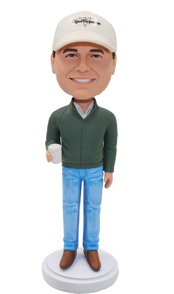Customized Hand Holding A Cup Bobblehead Dolls - Abobblehead.com