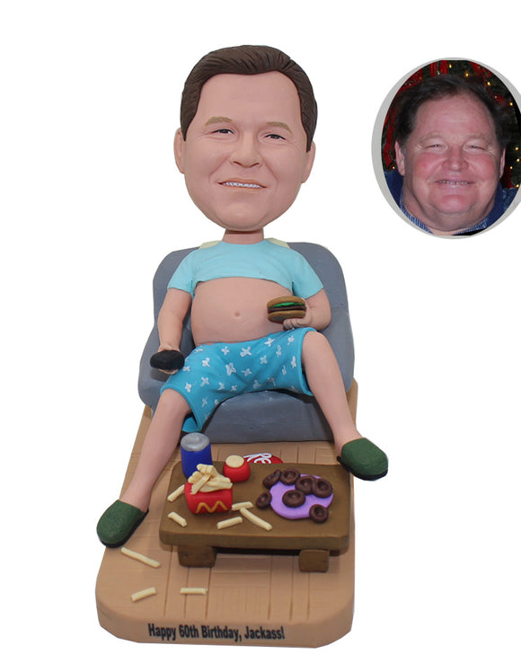 Custom Big Belly Man Bobbleheads Eat and Drink, Personalized Big Stomach King Bobblehead - Abobblehead.com