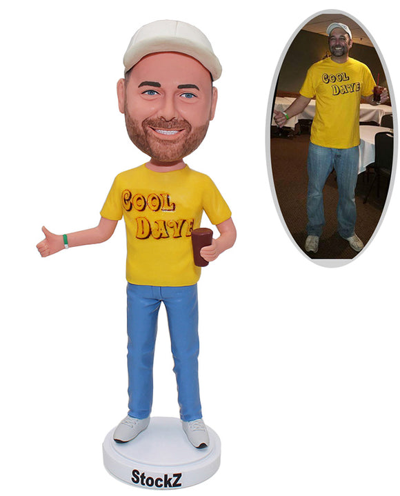 Custom Bobblehead Thumbs Up And Drinking Coke, Unique Gifts For Anyone - Abobblehead.com