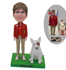 Custom Women Bobblehead With Dog, Custom Made Bobbleheads That Look Like You And Your Dogs - Abobblehead.com