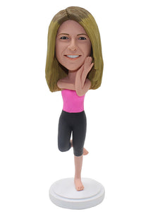 Custom Woman Bobblehead Yoga, Customized Female Yoga Bobblehead Figurines - Abobblehead.com