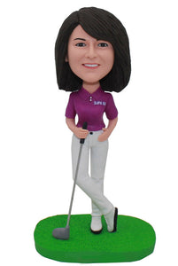 Best Personalized Golf Bobblehead Gifts For Girl, Custom Bobblehead Playing Golf - Abobblehead.com