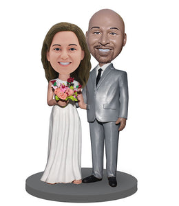 Personalized Bobble Head Bride And Groom, Custom Bobbleheads Wedding Topper From Photo - Abobblehead.com